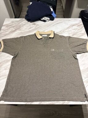 Grand Slam Men’s Polo in Taupe with Cream Trim